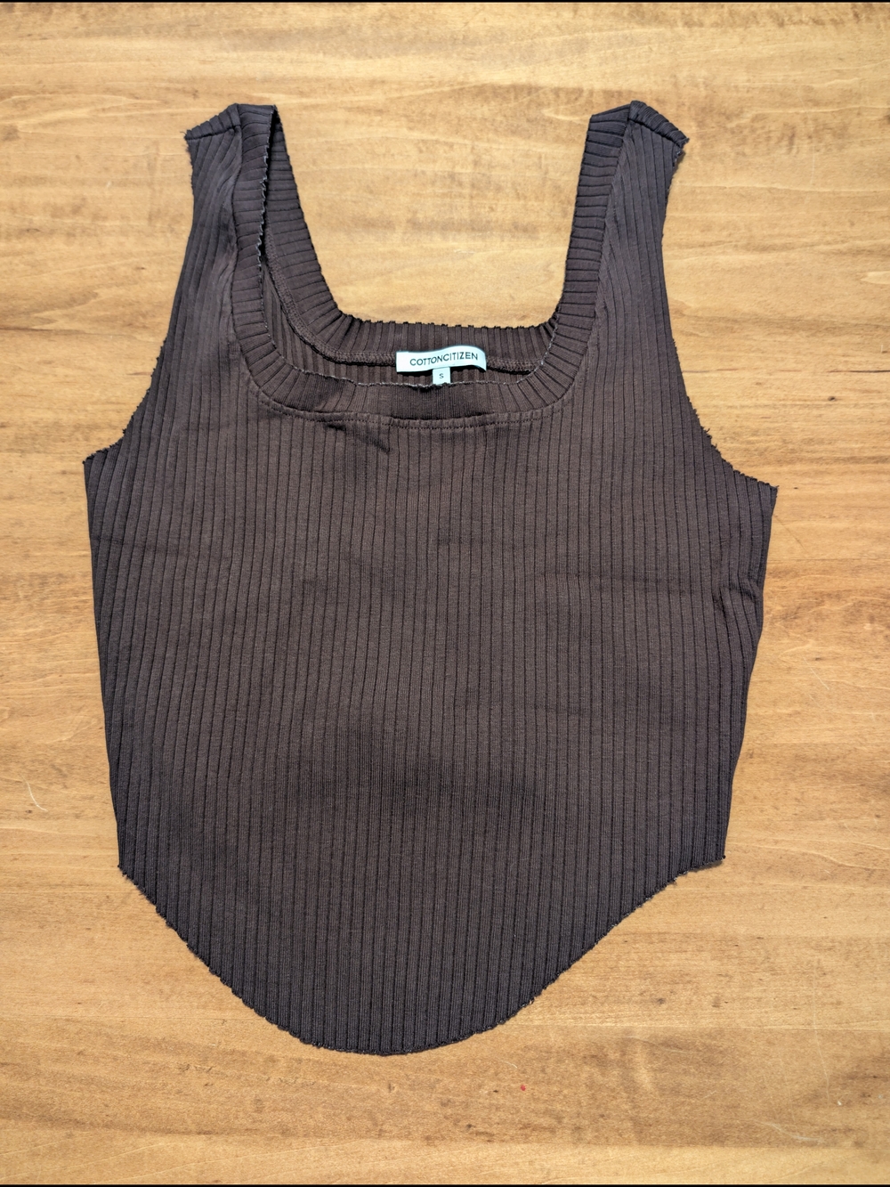 Cotton Citizen Ribbed Square-Neck Tank Top - Dark Brown
